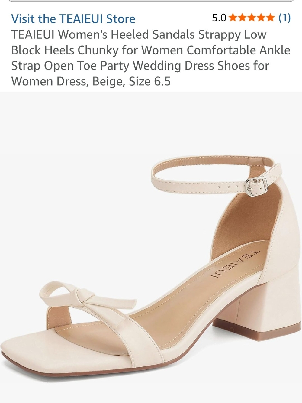 Women's Ankle Strap Low Block Heel Sandals in Beige